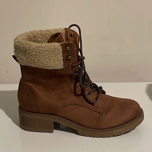 Brown Suede Combat Lace Up Boots